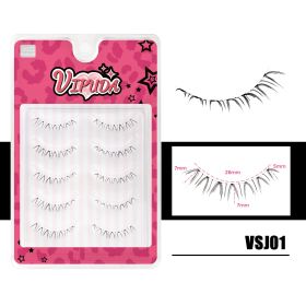 Vipuda Lower Lashes 5 Pairs Clear Band Bottom Lashes Natural Wispy Handmade Under Eye Lashes Extensions Soft Fake Lashes Pack (Color: VSJ-01)