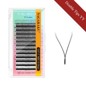 NAGARAKU YY Shape Triple Tips Hand Woven Premium Soft Light Natural Eyelashes Extension Supplies Makeup Mesh Net Cross Lash (Curl, Thickness, Length: D, 0.05mm, 12mm, Color: Black Double YY)
