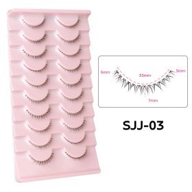 10Pairs Bottom Eyelashes Manga Lower Lashes Clear Band Wispy Small Flame Under Eye Lashes Korean Makeup Cosplay Tools (Color: SJJ-03)