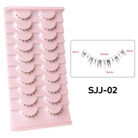 10Pairs Bottom Eyelashes Manga Lower Lashes Clear Band Wispy Small Flame Under Eye Lashes Korean Makeup Cosplay Tools (Color: SJJ-02)