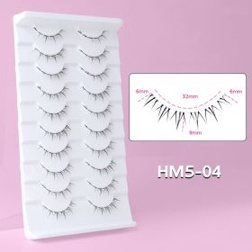 10Pairs Bottom Eyelashes Manga Lower Lashes Clear Band Wispy Small Flame Under Eye Lashes Korean Makeup Cosplay Tools (Color: HM5-04)