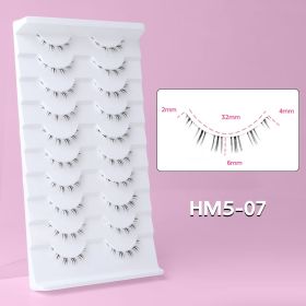 10Pairs Bottom Eyelashes Manga Lower Lashes Clear Band Wispy Small Flame Under Eye Lashes Korean Makeup Cosplay Tools (Color: HM5-07)