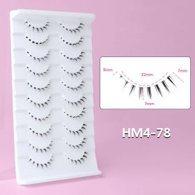 10Pairs Bottom Eyelashes Manga Lower Lashes Clear Band Wispy Small Flame Under Eye Lashes Korean Makeup Cosplay Tools (Color: HM4-78)