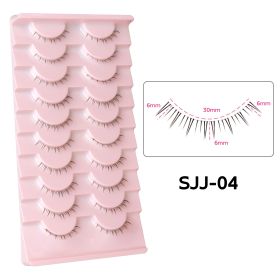 10Pairs Bottom Eyelashes Manga Lower Lashes Clear Band Wispy Small Flame Under Eye Lashes Korean Makeup Cosplay Tools (Color: SJJ-04)