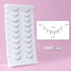 10Pairs Bottom Eyelashes Manga Lower Lashes Clear Band Wispy Small Flame Under Eye Lashes Korean Makeup Cosplay Tools (Color: HM5-02)