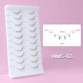 10Pairs Bottom Eyelashes Manga Lower Lashes Clear Band Wispy Small Flame Under Eye Lashes Korean Makeup Cosplay Tools (Color: HM5-03)