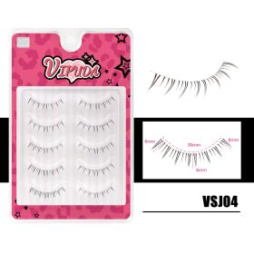 10Pairs Bottom Eyelashes Manga Lower Lashes Clear Band Wispy Small Flame Under Eye Lashes Korean Makeup Cosplay Tools (Color: VSJ-04)