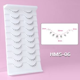 10Pairs Bottom Eyelashes Manga Lower Lashes Clear Band Wispy Small Flame Under Eye Lashes Korean Makeup Cosplay Tools (Color: HM5-06)