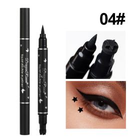 2 IN 1 Butterfly Seal Eyeliner Pen Star Moon Stamp Long-Lasting Waterproof Black Liquid Eye Liner Pencil Eyes Makeup Cosmetic (Color: 04 star)
