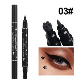 2 IN 1 Butterfly Seal Eyeliner Pen Star Moon Stamp Long-Lasting Waterproof Black Liquid Eye Liner Pencil Eyes Makeup Cosmetic (Color: 03 flower)