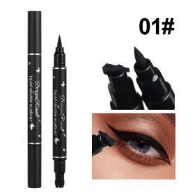 2 IN 1 Butterfly Seal Eyeliner Pen Star Moon Stamp Long-Lasting Waterproof Black Liquid Eye Liner Pencil Eyes Makeup Cosmetic (Color: 01 triangle)