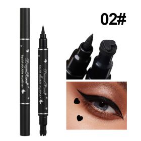 2 IN 1 Butterfly Seal Eyeliner Pen Star Moon Stamp Long-Lasting Waterproof Black Liquid Eye Liner Pencil Eyes Makeup Cosmetic (Color: 02 heart)