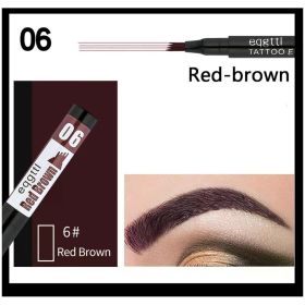 Professional Liquid Eyebrow Pencil Waterproof Long Lasting Sweat-proof Quick Dry Tip Eyebrow Tattoo Cosmetic Makeup For Women (Color: 06 Red brown)