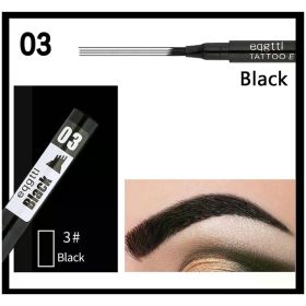 Professional Liquid Eyebrow Pencil Waterproof Long Lasting Sweat-proof Quick Dry Tip Eyebrow Tattoo Cosmetic Makeup For Women (Color: 03 Black)
