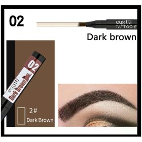 Professional Liquid Eyebrow Pencil Waterproof Long Lasting Sweat-proof Quick Dry Tip Eyebrow Tattoo Cosmetic Makeup For Women (Color: 02 Dark brown)