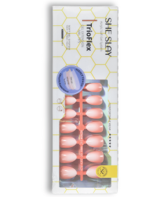 SheSlay Trio Flex Gel French Tip Nails | Pre-Colored Press-On Nail Extensions (Nail shape: Oval, Color: Ombre-Peach Blush)