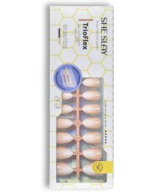 SheSlay Trio Flex Gel French Tip Nails | Pre-Colored Press-On Nail Extensions (Nail shape: Oval, Color: Ombre-Creamy Petal)