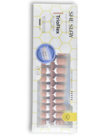 SheSlay Trio Flex Gel French Tip Nails | Pre-Colored Press-On Nail Extensions (Nail shape: Short, Color: Nude)