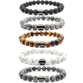 Healing Magnetic Tiger Eye Lava Natural Stone Bead Bracelet For Men And Women (Material: Map Stone)